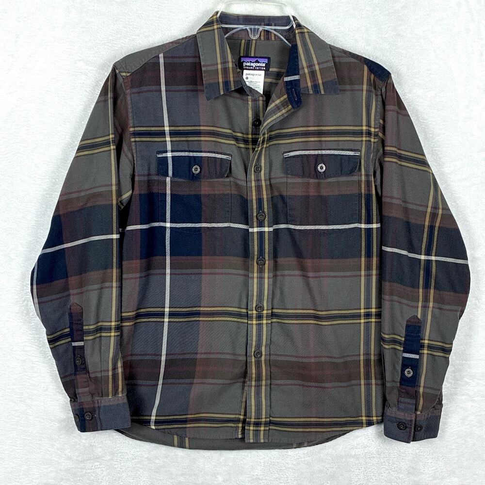 Patagonia Shirt Mens XS Brown Gray Fjord Flannel Outdoor Preppy Trekking Organic